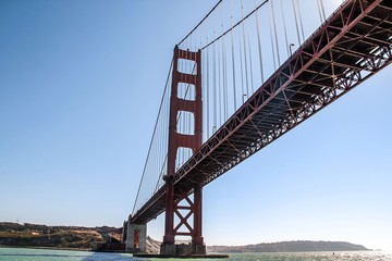 Fototapeta na wymiar Gorgeous Golden Gate Bridge on Blue sky background. San Francisco, California.