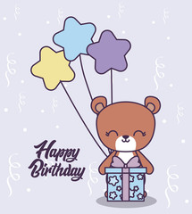 happy birthday card with cute bear
