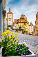 Medieval town of Rothenburg ob der Tauber in summer, Bavaria, Germany
