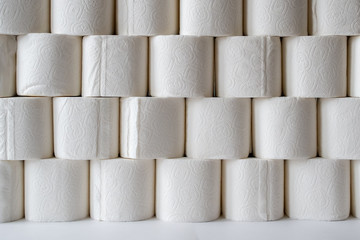 rhythmic pyramid of toilet paper rolls