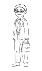 Coloring page with a business boy.