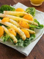 White Asparagus on Lettuce with Orange Dressing