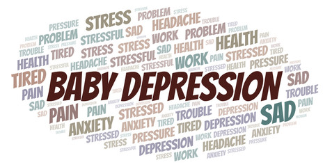 Fototapeta premium Baby Depression word cloud.