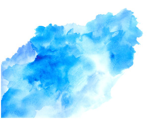 blue watercolor strokes isolated on white background.Blue paint shades