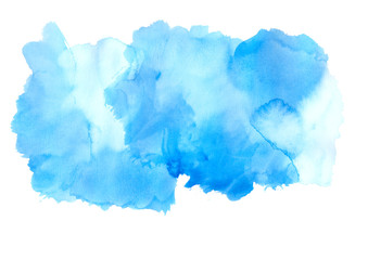 blue watercolor strokes isolated on white background.Blue paint shades