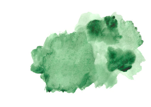 green watercolor strokes isolated on white background.Green paint shades