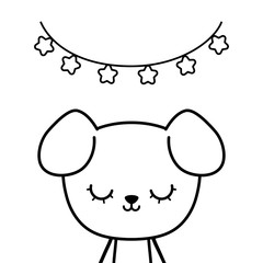cute dog animal with garlands hanging