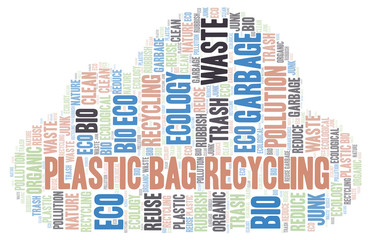 Obraz premium Plastic Bag Recycling word cloud.