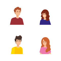 Fototapeta premium set nice boys and girls with hairstyle