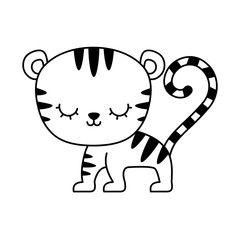 Fototapeta premium cute tiger animal isolated icon