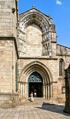 Facade of Our Lady of Oliveira church in Guimaraes, Portugal