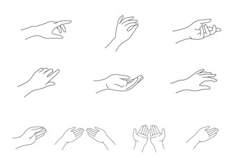 Line design elements of hand. Logo for packaging