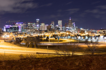 Obraz premium Denver skyline night cityscape