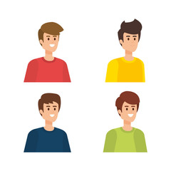 set nice girls with hairstyle and blouse