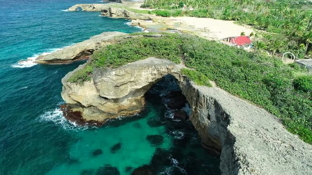 Aerial view of beautiful cueva del Indio, hatillo, Puerto Rico