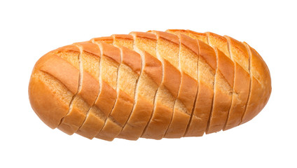 Sliced white bread isolated on white background
