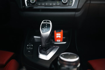 Car gearbox knob in parking position