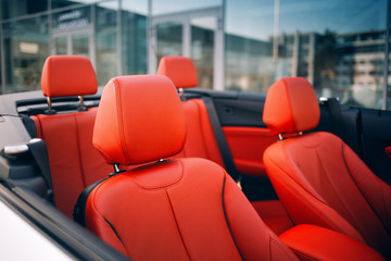 Modern convertible car with leather seats
