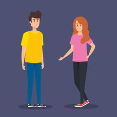 Obraz premium cute boy and girl couple with casual clothes