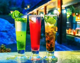 Drinks in rooftop restaurant 