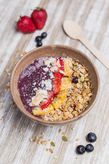 Healthy mango dessert with oat and yogurt
