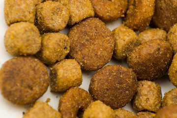 dry food kibbles closeup