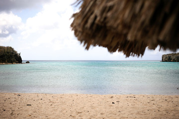 Fototapeta na wymiar View of Santa Cruz a free local beach on Curacao, Caribbean