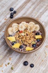 Healthy banana dessert with oat and yogurt