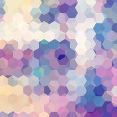 Background made of blue, pink, beige hexagons. Square composition with geometric shapes. Eps 10