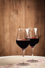 Two glasses of red wine