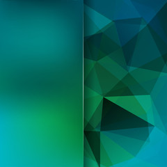 Background of blue, green geometric shapes. Blur background with glass. Colorful mosaic pattern. Vector EPS 10. Vector illustration