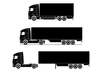 Truck icon. Silhouette of a modern truck on a white background. Flat vector. - 262081167
