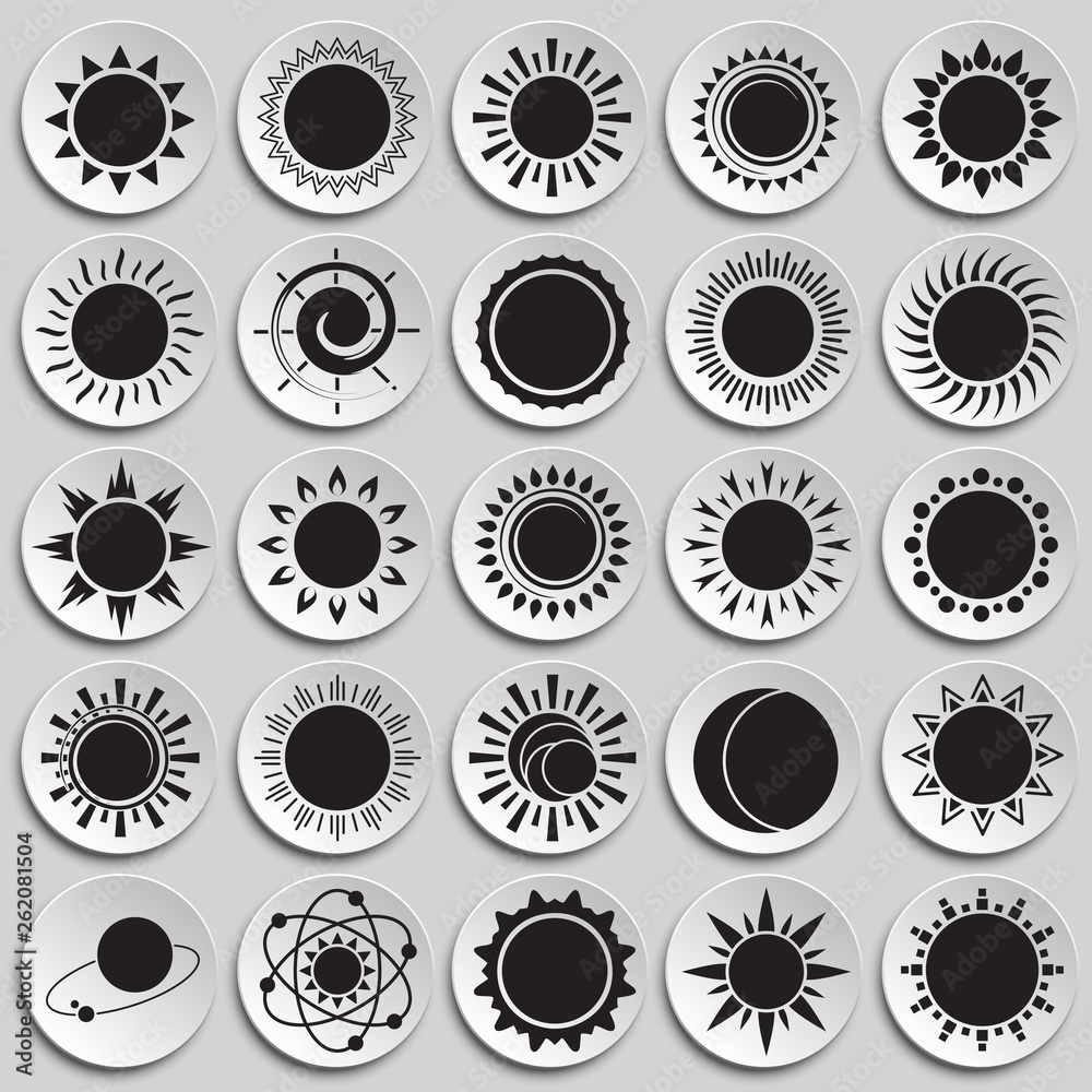 Poster sun icon set on plates background for graphic and web design. simple vector sign. internet concept s