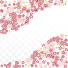 Vector Spring or Summer Sale Background with Flowers and Percent for Banner Design. Good for Special Hot Holiday Discount Offer, Black Friday, Fashion Promotion Action. Romantic Sakura Illustration.