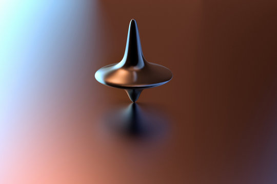 3D frendering of a spinning top on motion