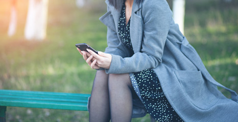 woman hand phone