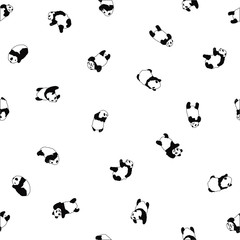 vector seamless pattern cute baby Panda, little bear in different poses