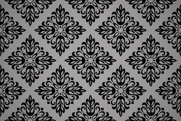 Foto op Plexiglas Wallpaper in the style of Baroque. Seamless vector background. Black floral ornament. Graphic pattern for fabric, wallpaper, packaging. Ornate Damask flower ornament © ELENA