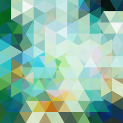 Abstract vector background with white, green, blue triangles. Geometric vector illustration. Creative design template.