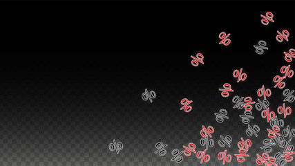 Luxury Vector Gold Percentage Sign Confetti on Transparent. Percent Sale Background. Business, Economics Print. Discount Illustration. Promotion Poster. Black Friday Banner. Special offer Template.