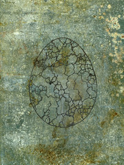 Obraz na płótnie Canvas easter egg on the grunge background metal texture