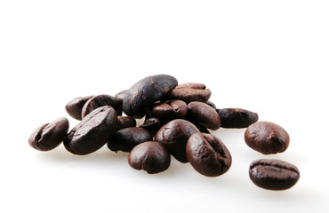 Roasted Coffee Beans Against White Background