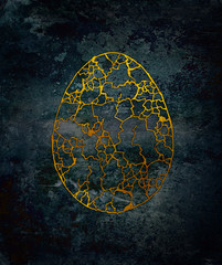easter egg on the grunge background metal texture
