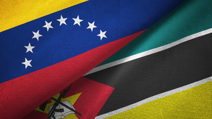 Venezuela and Mozambique two flags textile cloth, fabric texture