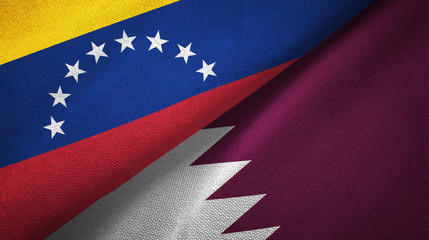 Venezuela and Qatar two flags textile cloth, fabric texture