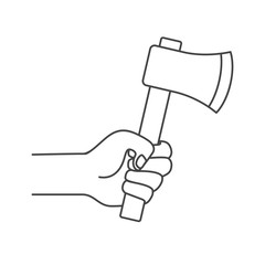 hand with ax tool isolated icon