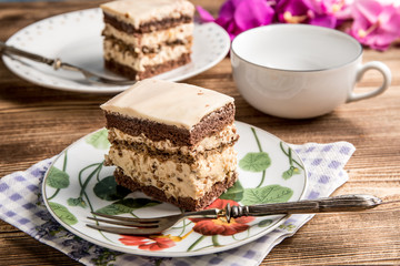Piece of nutty-coffee cake.