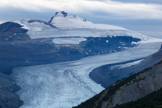 View of the Columbia Icefields near the Icefields Parkway, Jasper National Park, Alberta, Canada.