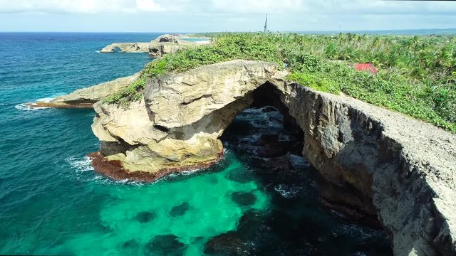 Aerial view of beautiful cueva del Indio, hatillo, Puerto Rico