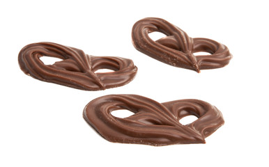 chocolate pretzels isolated